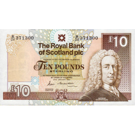 Ecosse - Pick 348a_4 - 10 pounds sterling - Série B/34 - 24/01/1990 - Etat : SPL+