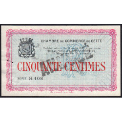 Cette (Sète) - Pirot 41-3 - 50 centimes - Série H 108 - 11/08/1915 - Annulé - Etat : SUP