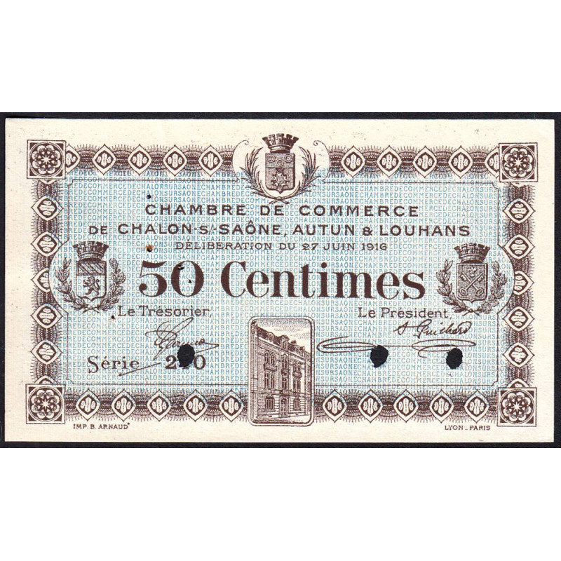 Chalon-sur-Saône, Autun, Louhans - Pirot 42-2 - 50 centimes - Série 210 - 27/06/1916 - Spécimen - Etat : SUP+