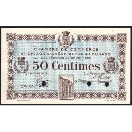 Chalon-sur-Saône, Autun, Louhans - Pirot 42-2 - 50 centimes - Série 210 - 27/06/1916 - Spécimen - Etat : SUP+