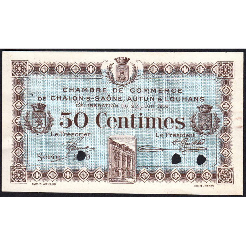 Chalon-sur-Saône - Pirot 42-2 - 50 centimes - Série 219 - 27/06/1916 - Spécimen - Etat : SUP+