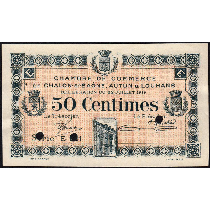 Chalon-sur-Saône - Pirot 42-21 - 50 centimes - Série E 321 - 22/07/1919 - Spécimen - Etat : SUP