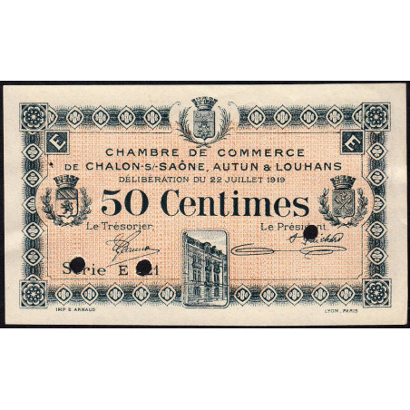 Chalon-sur-Saône, Autun, Louhans - Pirot 42-21 - 50 centimes - Série E 321 - 22/07/1919 - Spécimen - Etat : SUP