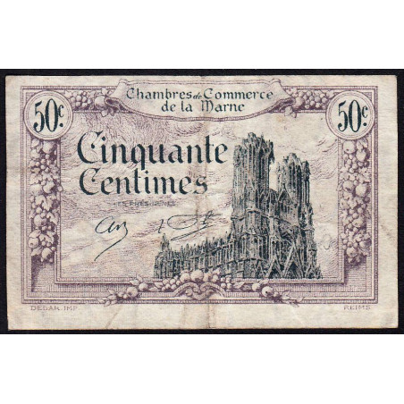 Châlons-sur-Marne, Epernay, Reims - Pirot 43-1 - 50 centimes - 10/10/1920 - Etat : TB+