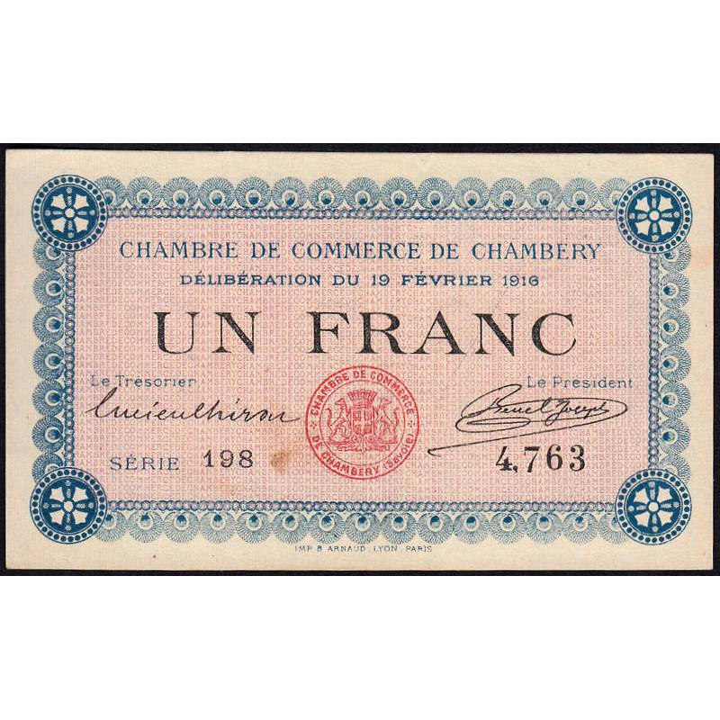 Chambéry - Pirot 44-5 - 1 franc - Série 198 - 19/02/1916 - Etat : SUP+