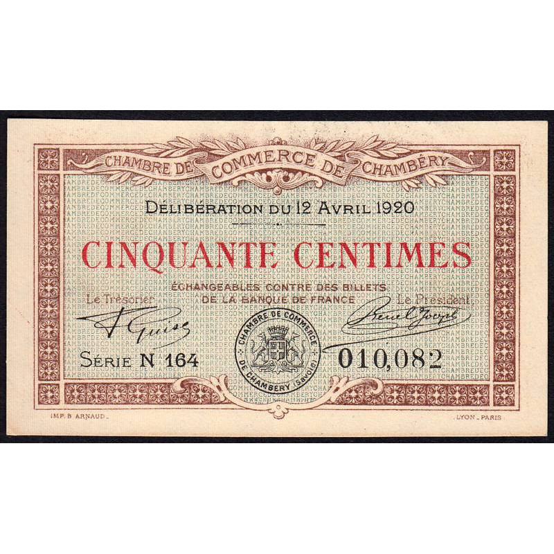 Chambéry - Pirot 44-11 - 50 centimes - Série N 164 - 12/04/1920 - Etat : SUP