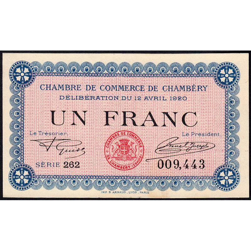 Chambéry - Pirot 44-14 - 1 franc - Série 262 - 12/04/1920 - Etat : pr.NEUF