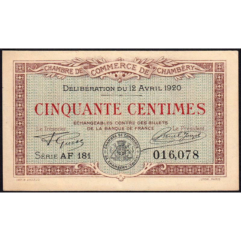 Chambéry - Pirot 44-12 - 50 centimes - Série AF 181 - 12/04/1920 - Etat : SUP+