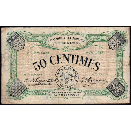 Chartres (Eure-et-Loir) - Pirot 45-5 - 50 centimes - 04/1917 - Etat : TB-