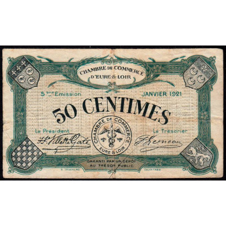Chartres (Eure-et-Loir) - Pirot 45-11 - 50 centimes - 01/1921 - Etat : TB-