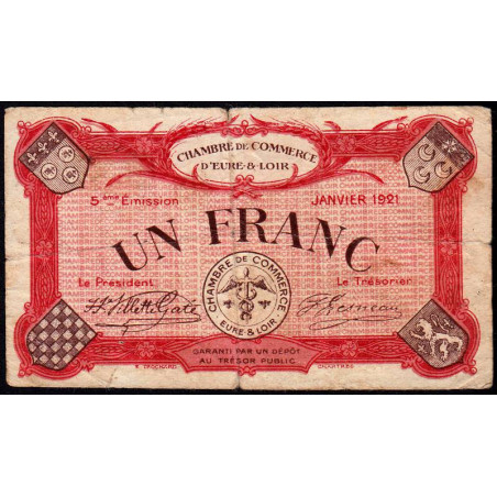 Chartres (Eure-et-Loir) - Pirot 45-13 - 1 franc - 01/1921 - Etat : TB-