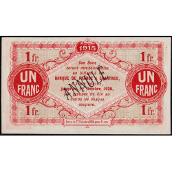 Chartres (Eure-et-Loir) - Pirot 45-4 - 1 franc - 01/10/1915 - Annulé - Etat : pr.NEUF