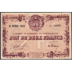 Chateauroux - Pirot 46-4 - 2 francs - Série C - 06/04/1915 - Etat : SUP+ à SPL