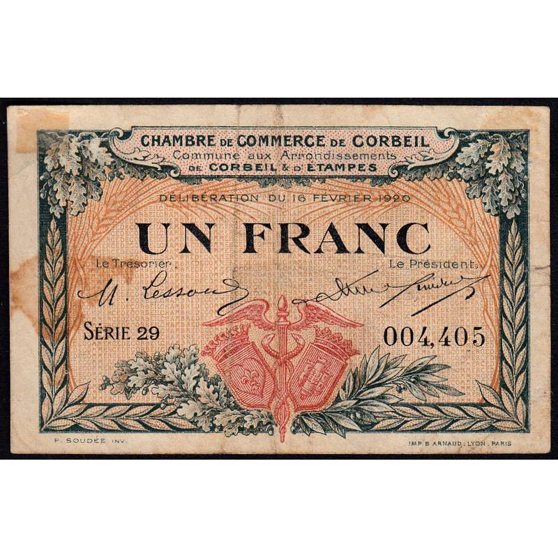 Corbeil - Pirot 50-3 - 1 franc - Série 29 - 16/02/1920 - Etat : TB-