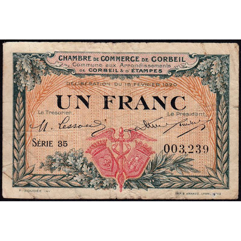 Corbeil - Pirot 50-3 - 1 franc - Série 35 - 16/02/1920 - Etat : TB-