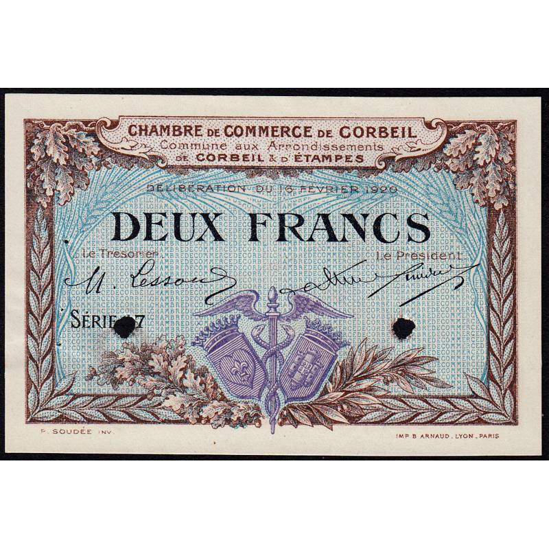 Corbeil - Pirot 50-6 - 2 francs - Série .7 - 16/02/1920 - Spécimen - Etat : SUP+