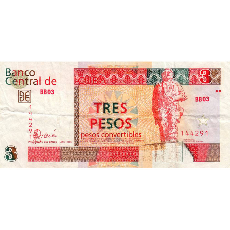 Cuba - Pick FX 47_1 - 3 pesos - Série BB 03 - 2006 - Etat : TTB-