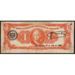 El Salvador - Pick 100 - 1 colon - Série RF - 23/08/1966 - Etat : AB