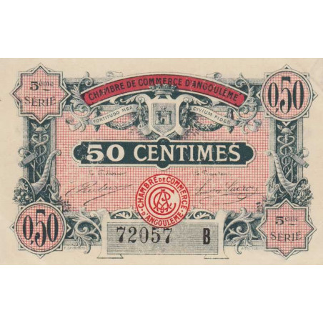 Angoulême - Pirot 9-40 - 50 centimes - 5ème série B - 11/04/1917 - Etat : TTB+