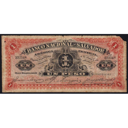 El Salvador - Pick S 161b - 1 peso - Série A - 10/01/1913 - Etat : B-