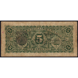 El Salvador - Pick S 162c - 5 pesos - Série B - 26/01/1909 - Etat : B+