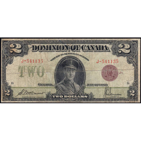 Canada - Pick 34e - 2 dollars - Série J - 02/07/1923 - Etat : B+