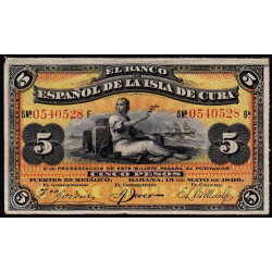 Cuba - Pick 48b - 5 pesos - Série F - 15/05/1896 - Etat : SUP+