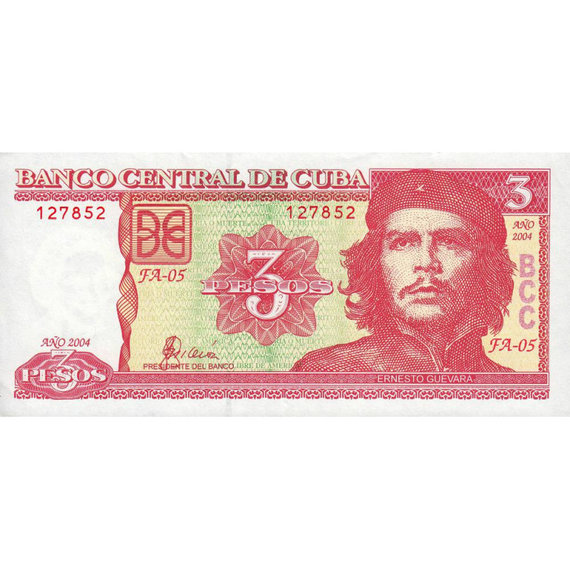 Cuba - Pick 127a - 3 pesos - Série FA-05 - 2004 - Etat : SUP