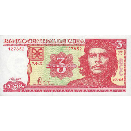 Cuba - Pick 127a - 3 pesos - Série FA-05 - 2004 - Etat : SUP