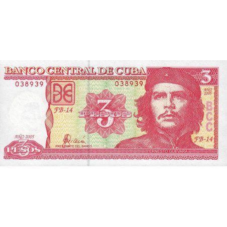 Cuba - Pick 127b - 3 pesos - Série FB 14 - 2005 - Etat : NEUF