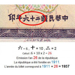 Chine - Bank of China - Pick 80_2 - 5 yüan - Série BY - 1937 - Etat : SUP+