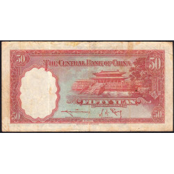 Chine - Central Bank of China - Pick 219a - 50 yüan - 1936 - Etat : TB-