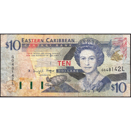 Caraïbes Est - Sainte Lucie - Pick 38l - 10 dollars - Série G - 2001 - Etat : TB-