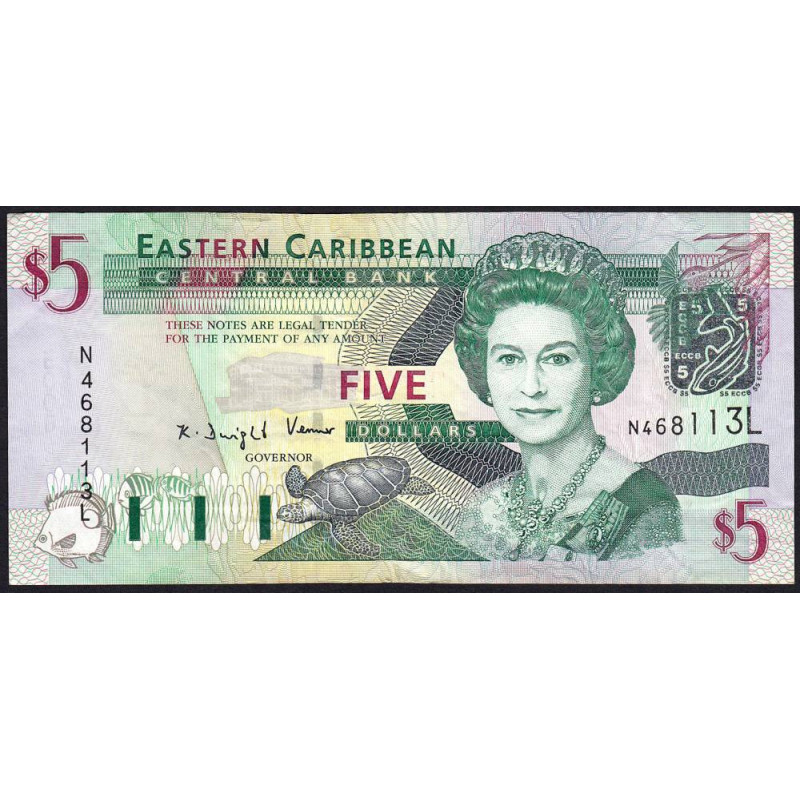 Caraïbes Est - Sainte Lucie - Pick 42l - 5 dollars - Série N - 2003 - Etat : TB+
