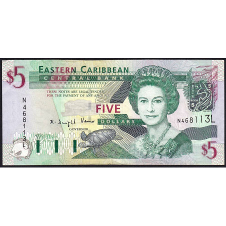 Caraïbes Est - Sainte Lucie - Pick 42l - 5 dollars - Série N - 2003 - Etat : TB+