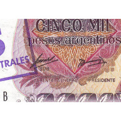 Argentine - Pick 321 - 5 australes sur 5'000 pesos argentinos - Série B - 1985 - Etat : NEUF