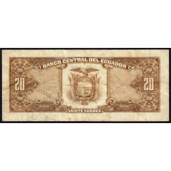 Equateur - Pick 121A - 20 sucres - Série LR - 22/11/1988 - Etat : TB