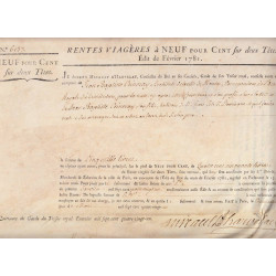 Paris - Louis XVI - Emprunt royal de 1781 - 9% sur 2 têtes - Etat : SUP