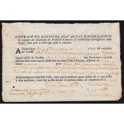 Somme - Amiens - Louis XV - 1717 - Actes d'affirmation de voyage - Etat : SUP