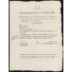 Emprunt forcé - 1794 - Récépissé vierge - Etat : SPL