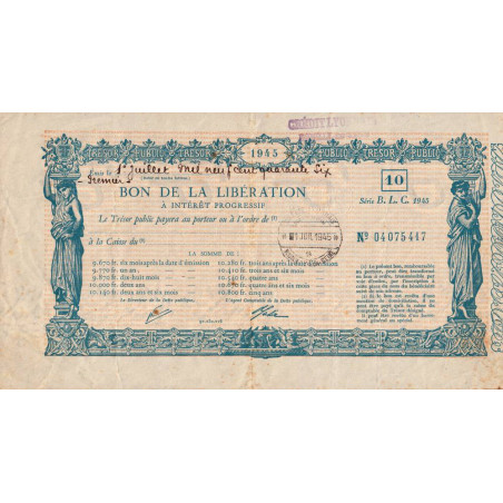 10 - Romilly-sur-Seine - Bon de la Libération - 1945 - 10'000 francs - Etat : TTB-