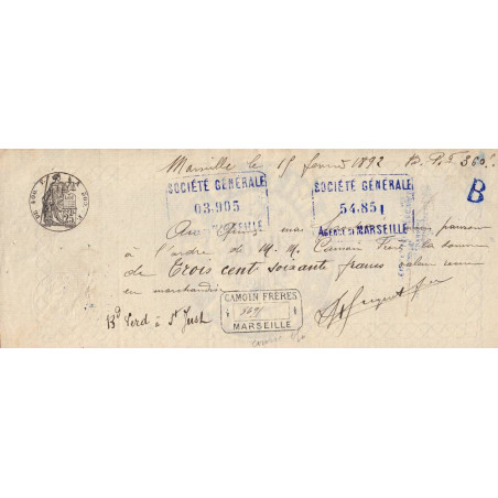 13 - Marseille - Droit prop. - 1890 - 25 centimes - Etat : SUP