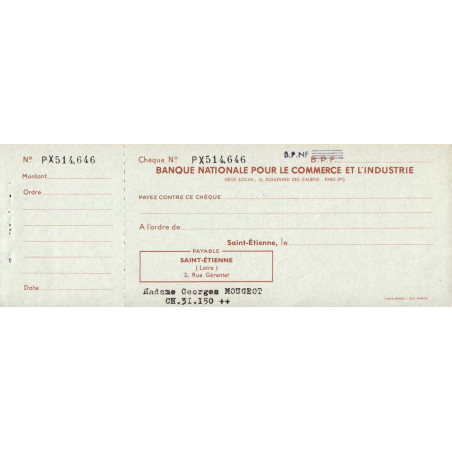 Banque Nationale pour le Commerce et l'industrie - St-Etienne - 1960 - Etat : SPL