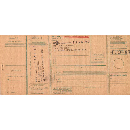 Chèque Postal - La Penne-sur-Huveaune - 1956 - Etat : TTB+
