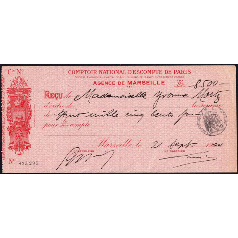 Comptoir National d'Escompte de Paris - Marseille - 1934 - Etat : TTB+