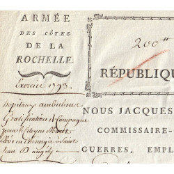 Deux-Sèvres - Niort - Révolution - Armée des Côtes de la Rochelle - 1793 - Etat : SUP