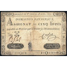 Assignat 19a - 5 livres - 28 septembre 1791 - Série 39H - Etat : B+