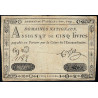 Assignat 20a - 5 livres - 1 novembre 1791 - Série 69D - Etat : TTB-