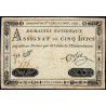 Assignat 20a - 5 livres - 1 novembre 1791 - Etat : TB