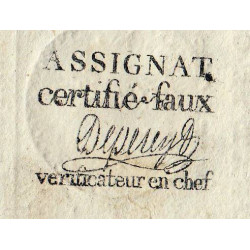 Assignat 20f-19 - Faux 5 livres - 1 novembre 1791 - Série 50 B - Etat : SPL